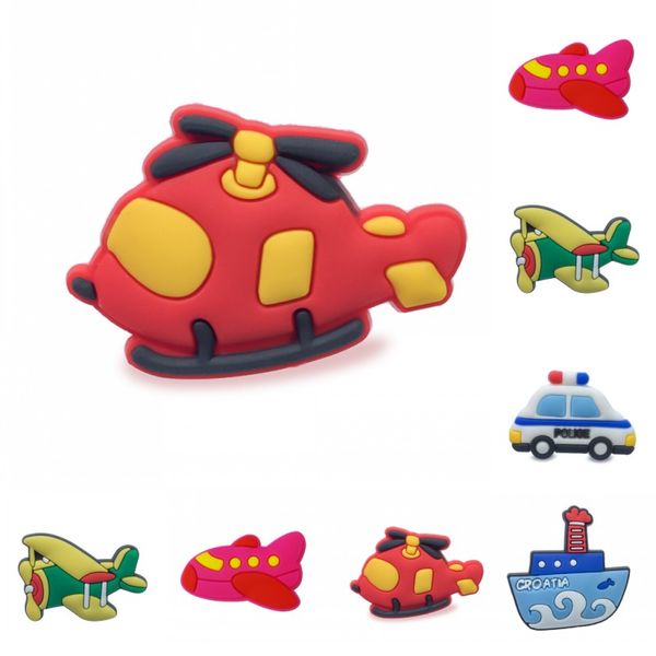 

1pcs vehicle cartoon pvc cartoon shoe charms shoe decoration buckles accessories fit bracelets croc jibz kids gifts, Silver