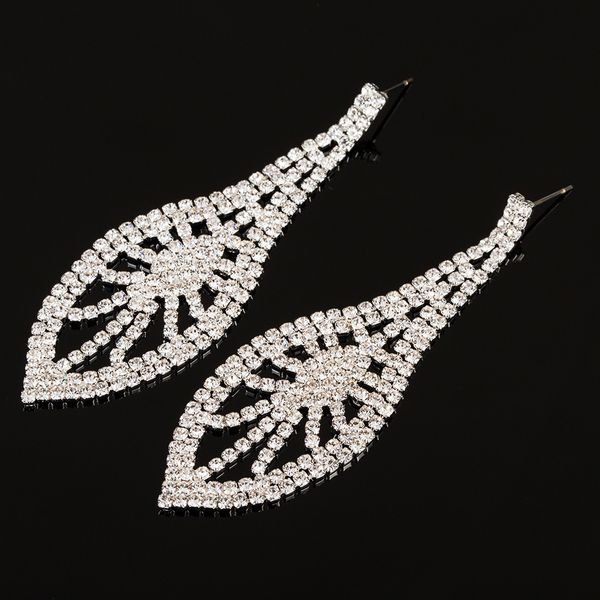 

wind exaggeration crystal leaf type around type earring women's ear nail, Golden