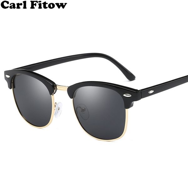 

half metal polarized sunglasses men women brand glasses mirror sun glasses fashion gafas uv400 classic, White;black