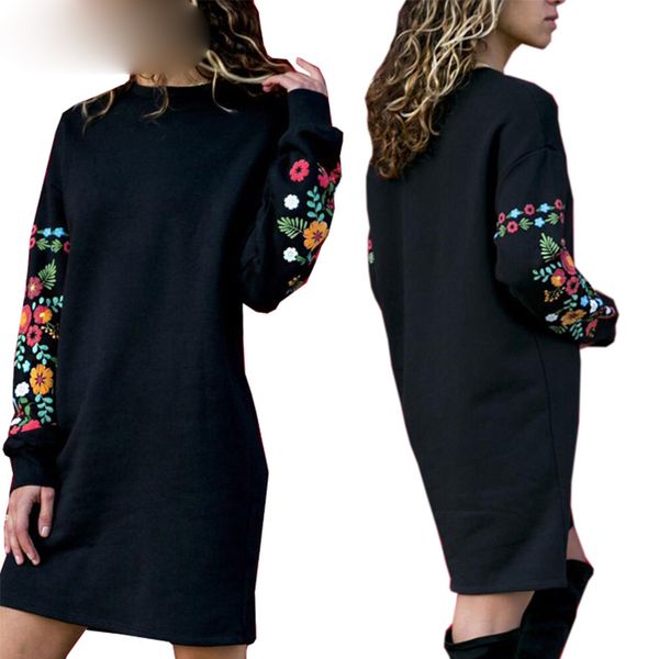 

женская одежда зима платье уникальный дизайн теплые осенние повседневные платья 2019 шею комфортная высокое качество цветов теплый платье ve, Black;gray