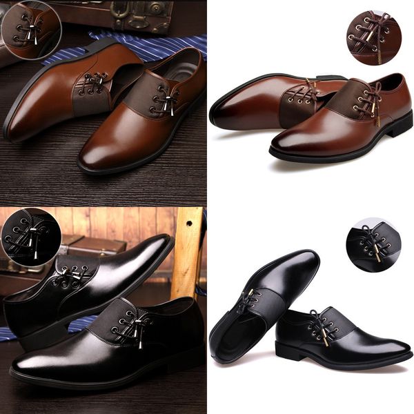 

cosidram new pu leather dress shoes for men formal shoes spring pointed toe wedding business shoes male fashion brm-951, Black