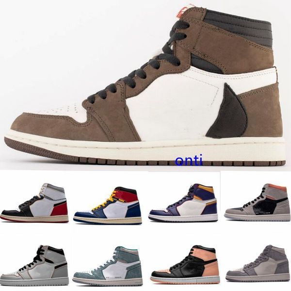 

2019 og authentic new travis cactus jack 1 la union 1 sb count purple light bone turbo green men basketball shoes athletic sneakers, Black