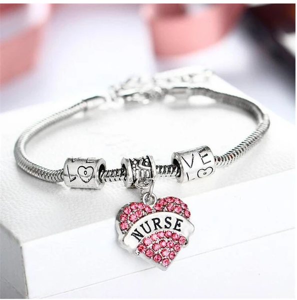 

ylwhjj brand pink crystal heart pendant chain charm bracelet for women love fashion jewelry, Black