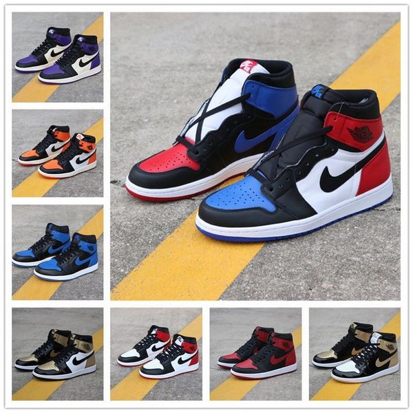 

men air jordan 1 aj1 basketball shoes banned bred black toe 3 chicago black toe athletics sneaker 1s trainers mens designer shoes
