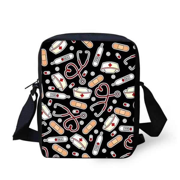 

thikin nurse cap stethoscope painting women mini messenger bag nurse theme girls fashion handbags children shoulder bag custom