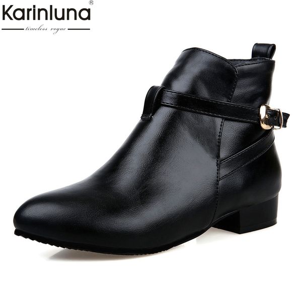 

women's 2019 retro leisure big size 43 chunky heels ankle boots woman shoes casual autumn winter shoes women western boot female, Black
