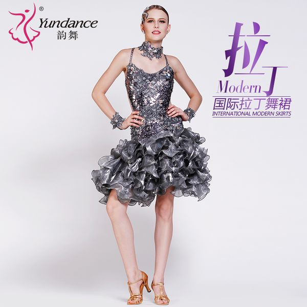 

new sequins gb latin performance costume performance competition dance skirt girls children girls, Black;red