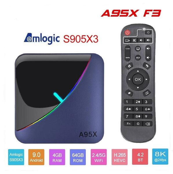 

8k a95x f3 android 9.0 tv box amlogic s905x3 4gb 64gb 32gb 2.4+5g dual wifi usb3.0 bluetooth set box