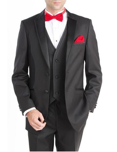 

two buttons groomsmen notch lapel wedding groom tuxedos men suits wedding/prom/dinner man blazer(jacket+tie+vest+pants) 883, Black;gray