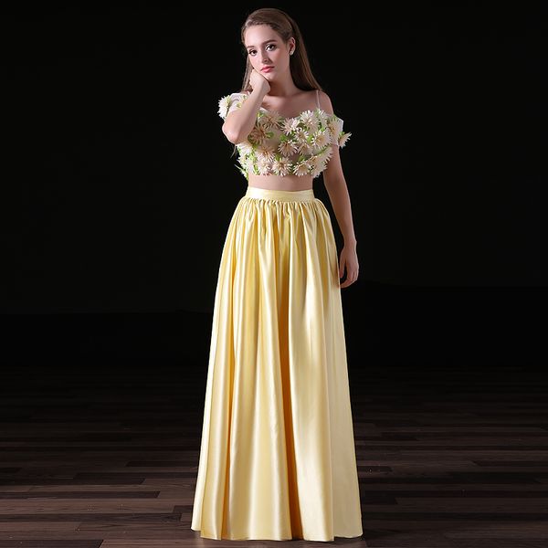 

ma005 adorable 3d flowers cap sleeve button up yellow dress homecoming spaghetti two piece prom sets dress long holiday party dresses, Blue;pink