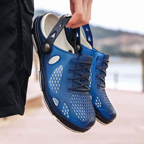 

new summer beach men sandals comfortable and lightweight hollow slippers breathable men flip flops outdoor shoes 2019, Black