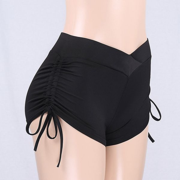 

2019 selling slim hip leggings solid color folds sports yoga pants shorts women, White;red