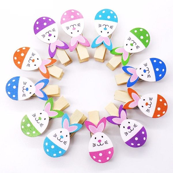 

деревянные кролик клипы 12 шт./компл. деревянные diy фото клипы кролик дерево фото клип день рождения пасха декор поставки