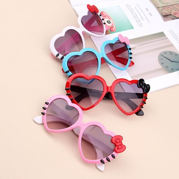 

cute heart bow baby sunglasses summer cartoon eyeglasses eyewear for kids girls sun glasses uv400, White;black