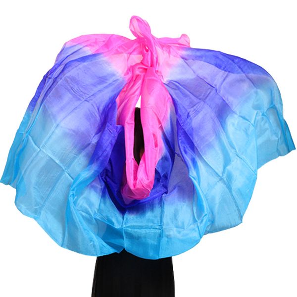 

professional handmade silk veils belly dance scarf shawl gradient multi color silk veil belly dance accessories for kids adults, Black;red
