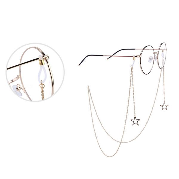 Оптово-Мода Chic женщин Eyeglass Hollow звезды цепи Солнцезащитные очки для чтения очки из бисера Цепь Eyewears шнура Держатель ремешка Rope