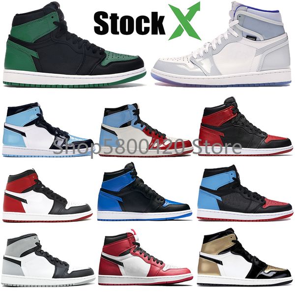 

2020 pine mens 1 1s high green black jumpman basketball shoes bloodline chicago unc patent court purple white designer sneakers men