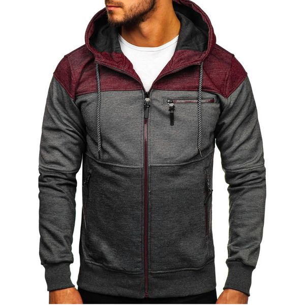 

fashion mens hoodies sudadera men zipper design hooded slim sweatshirt mens hoodie hip hop hoodies sportswear tracksuit moletom, Black