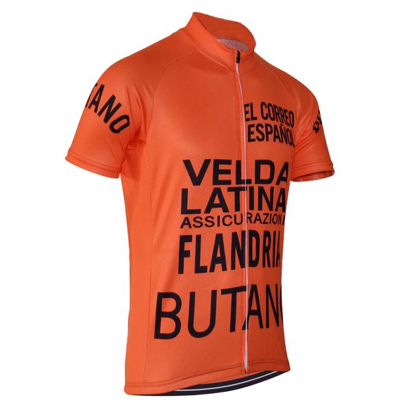 

orange cycling jersey belgium maertens butane vuelta spain 1977 bike wear summer short sleeve bicycle clothing, Black;red