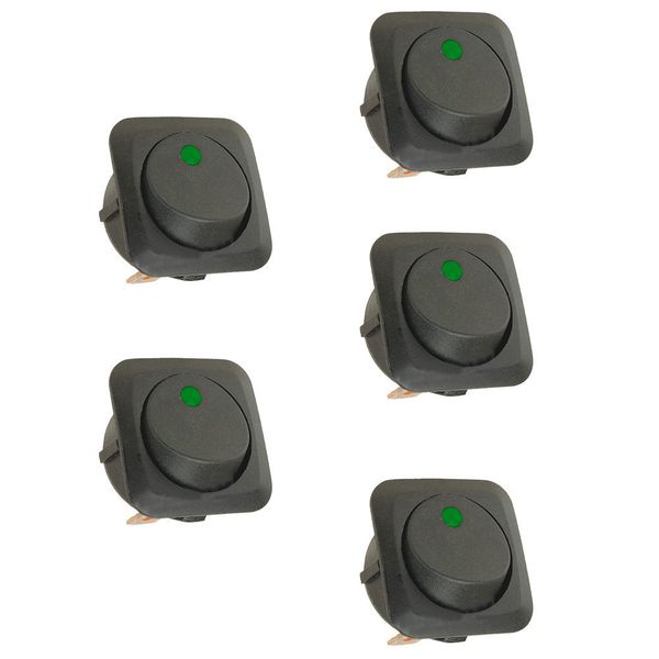 

25mm car round dot green led spst light rocker toggle switch 12v 25a 5pcs