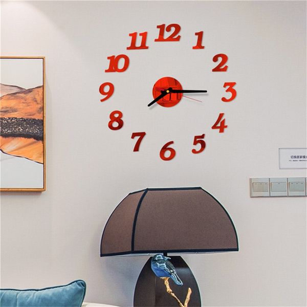 

3d roman numbers acrylic mirror wall clock diy quartz watch still life clocks modern home decoration living room stickers j50