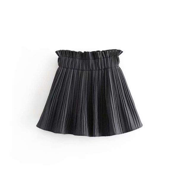 

women vintage plaid pleated shorts skirts houndstooth elastic paperbag waist ladies casual shorts pantalones cortos, White;black