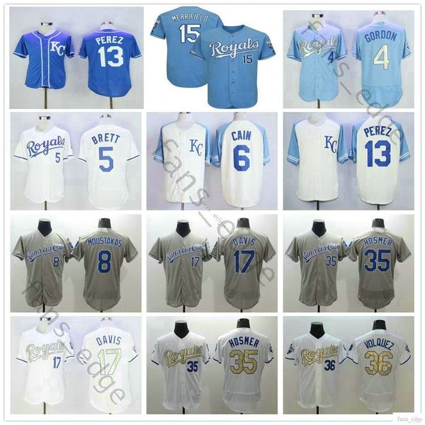 

Kansas City #4 Alex Gordon Jersey Royals 5 George Brett 16 Bo Jackson 35 Eric Hosmer 15 Whit Merrifield 13 Salvador Perez Jerseys