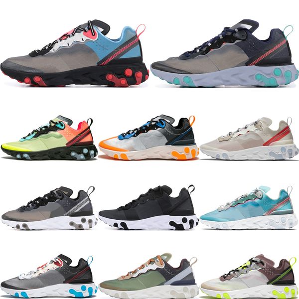 

2019 black red react element 87 55 mens running shoes men women orange peel sail black white taped seams trainers sports sneakers