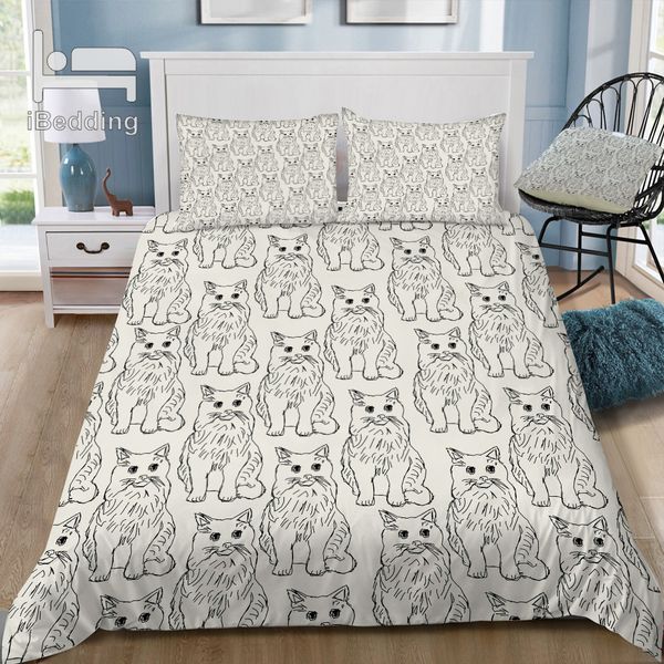 

cat obsession 3d bedding set printed duvet cover set  king twin size