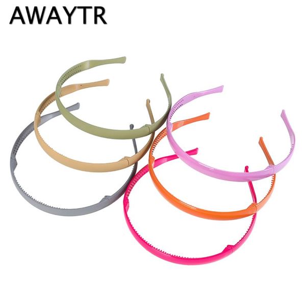 

awaytr women classic candy colors plastic foldable headbands thin plain mabright color hairbands non-slip hair hoop for girls