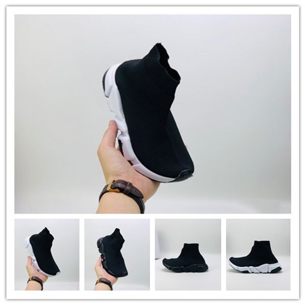 

2020 kids designer shoes socks platform speed trainer casual of triple red white flat infant sports sneakers fashion size 24-35, Black