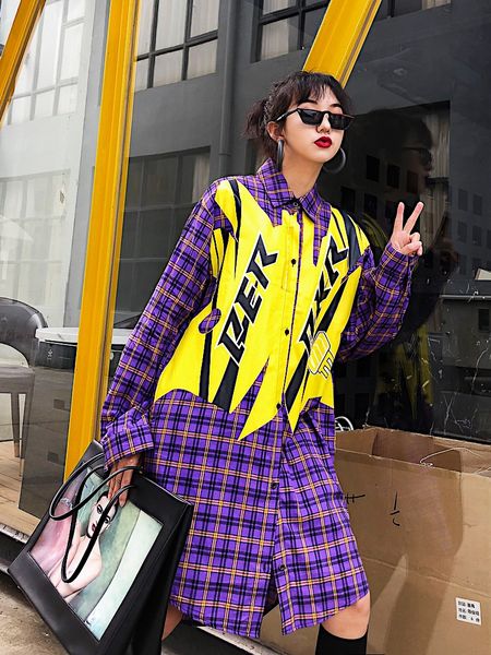 

рубашки bf в клетку с принтом в стиле хип-хоп national trend, White