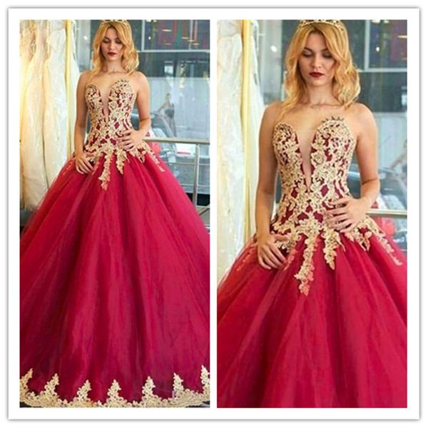 

burgundy tulle with gold lace wedding dress vintage sweetheart neckline ball gown luxury colorful bridal gowns corset back vestido de noiva, White