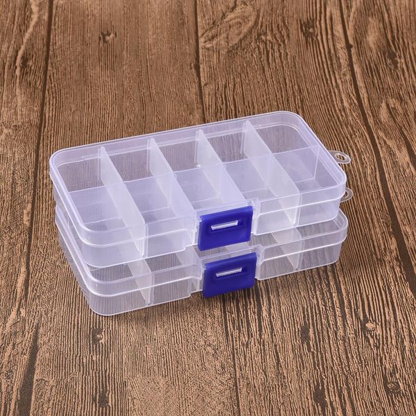 

wholesale 10 compartments jewelry beads container storage boxes 10 grids plastic box holder