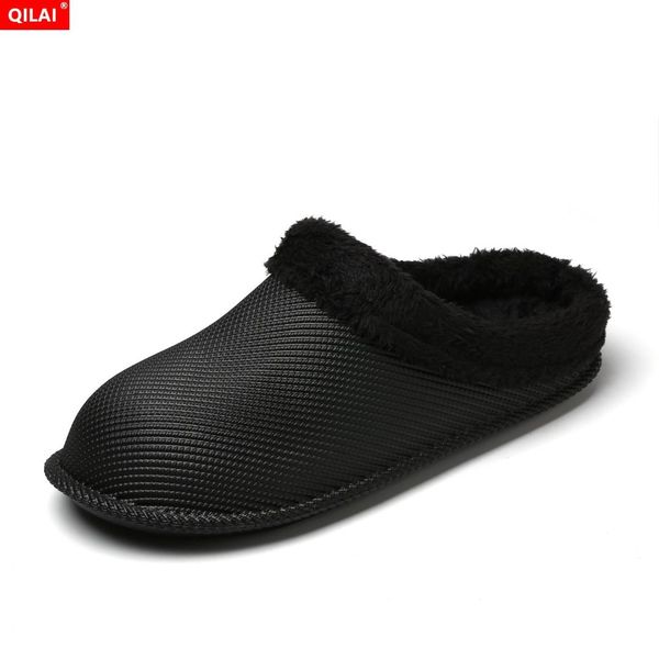 

men and women slippers 2019 new winter high-grade cotton tow waterproof home couple models bread cotton shoes large size, Black