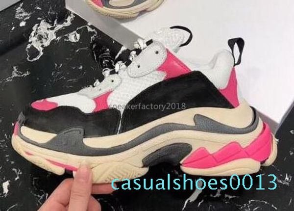 

2020 beige retro luxury designer casual shoes womens mens sneakers trainers for old dad triple s party chaussures de sport platform shoe c13, Black