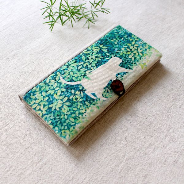 

handmade cotton linen wallet women eco friendly long wallet green, Red;black