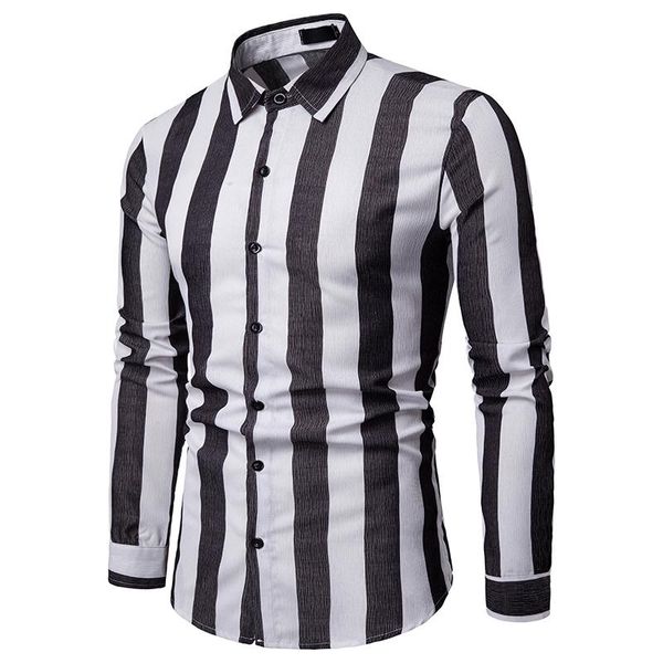 

падение формальное мужское платье рубашка с длинным рукавом полосатые рубашки однобортный повседневная рубашка мужчины, White;black