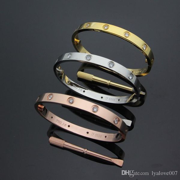 

titanium steel screw love bracelets for women men screwdriver wedding bracelets with 10 stones femme bijoux pulseira jewelry femme wristband