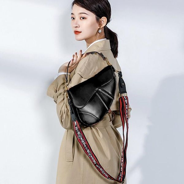 

european and american fashion ladies saddle shoulder bag cowhide leather luxury handbags messenger bag 2019 mini square bag