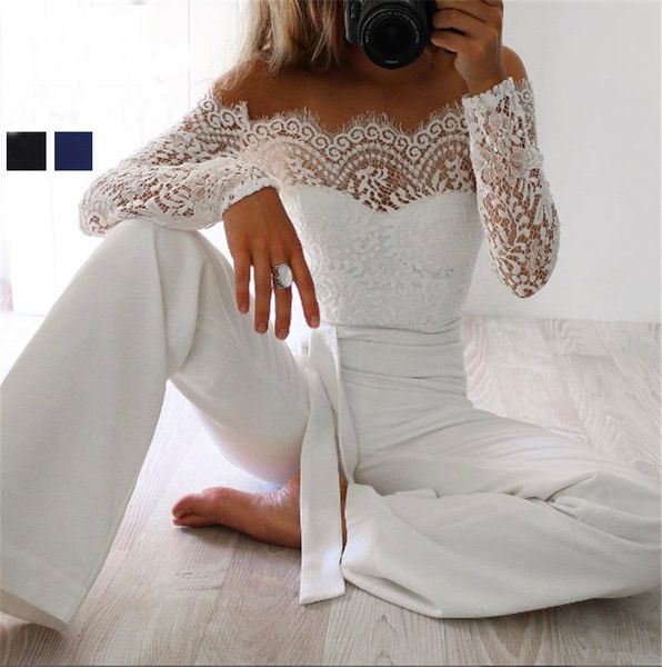 

jumpsuit womens jumpsuits for women fashion summer spring super women lace patchwork embroidery party jumpsuit ladies bodysuits, Black;white