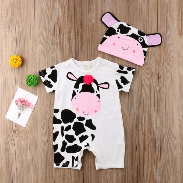 

newborn baby clothes romper boys girls cute jumpsuit outfits 2pcs set fashion cartoon animal print short sleeve cotton clothing, Blue