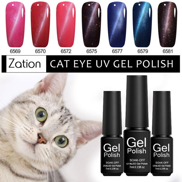 

nail gel zation cat eye 7ml 3d magnetic polish chameleon glitter art soak off uv lacquer gellak varnishes manicure, Red;pink