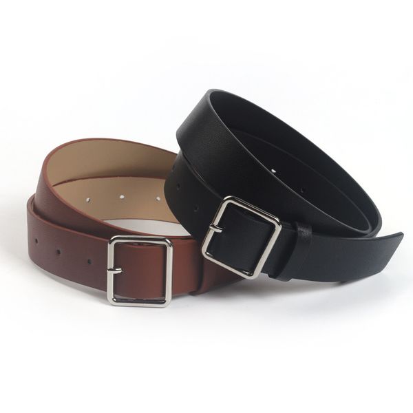 

korean style complex design square pin buckle belt ladies belt fashion, Black;brown
