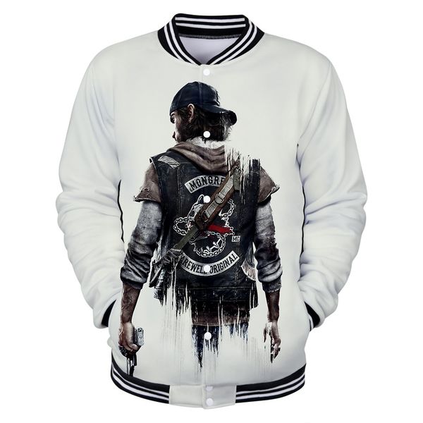 

men's hoodies & sweatshirts days gone 3d pinted style casual slim baseball jacket fashion long-sleeved 2021 trend uniform, Black