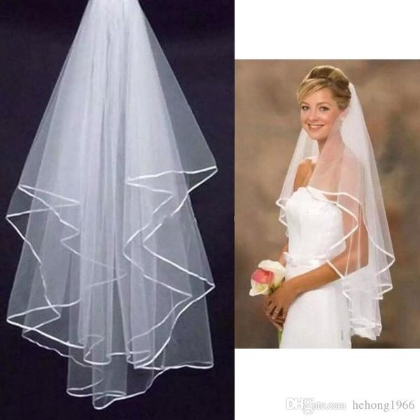 

exquisite wedding veil two layers ribbon head yarn bridal short fashion comb veiling bachelorette party favor 5 5hp uu