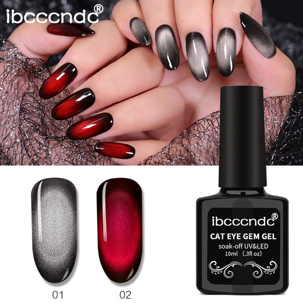 

ibcccndc nail art magnetic cat eyes gel polish 10ml uv nail polish gel varnish with 3d effect magnet stick magic nails, Red;pink