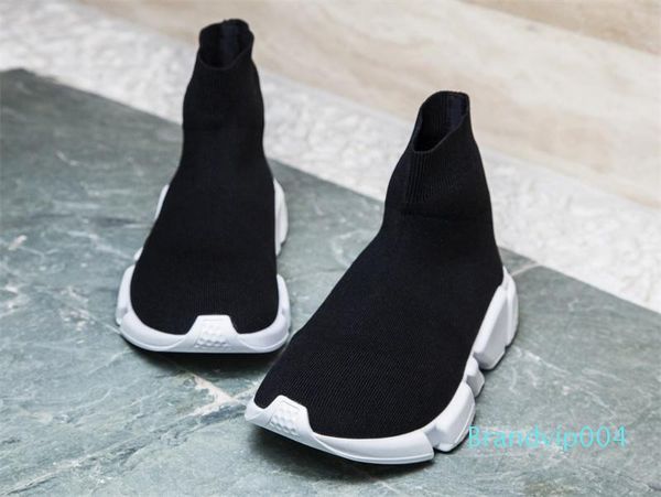 

brand speed sock sneakers mens women stretch-knit mid sneakers speed trainer running shoes lightweight casual sports shoes bags c09, Black
