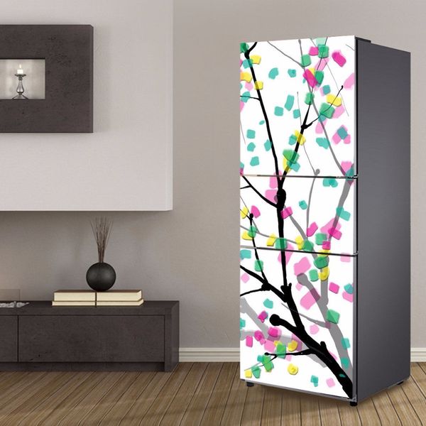 

wholesale green yellow pink branch selfadhesive dishwasher refrigerator e sticker kid's art fridge door cover wallpaper