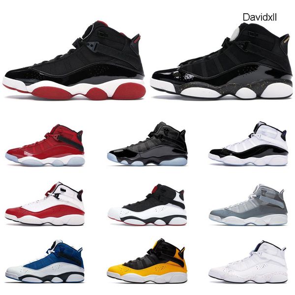 

2020 basketball shoes 6 rings for men bred gym red black mentallic gold team royal concord athletic sports sneakers size 7-11